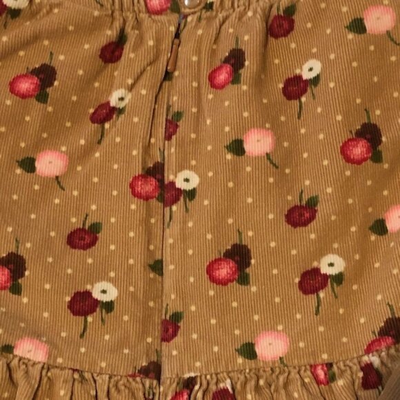 Baby Gap Girls Corduroy Dress Brown Flowers White Polka Dots Size 4Y or 4T - Picture 5 of 15